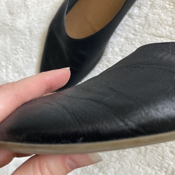 Everlane The Day Glove Slip On Tan Leather Ballet Flats US 10.5 Black round toe - Picture 15 of 16